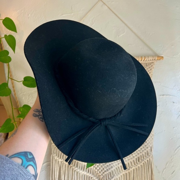 🖤 Target Black Wool Floppy Hat - Wide Brim Boho Western Fedora 🖤 - Picture 1 of 7
